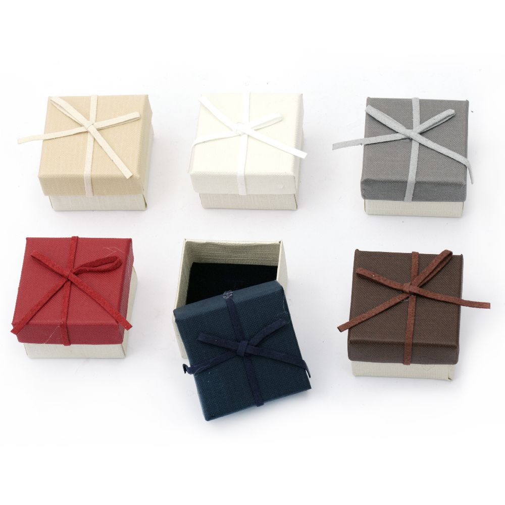 Small Cardboard Jewelry Gift Box for Ring, Earrings Packaging, 50x50 mm, ASSORTED Colors