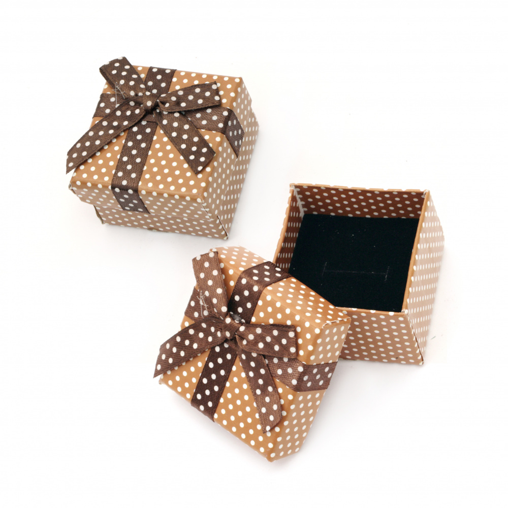 Cardboard Jewelry Box, with Satin Ribbons 50x50 mm ASSORTE