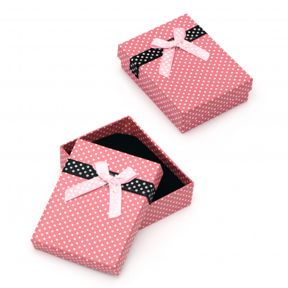 Κουτί δώρου για κόσμημα 70x90 mm ροζ πουά