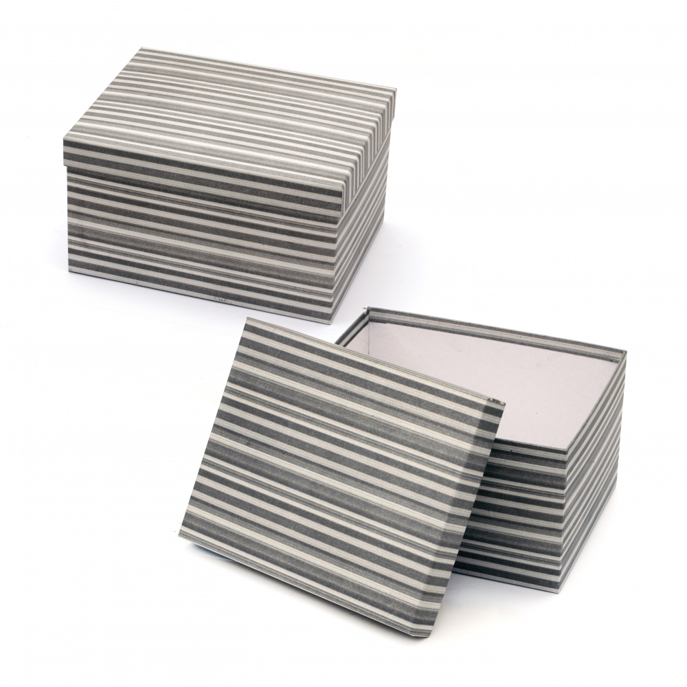 Gift box rectangular 24x19.5x13.5 cm gray stripes