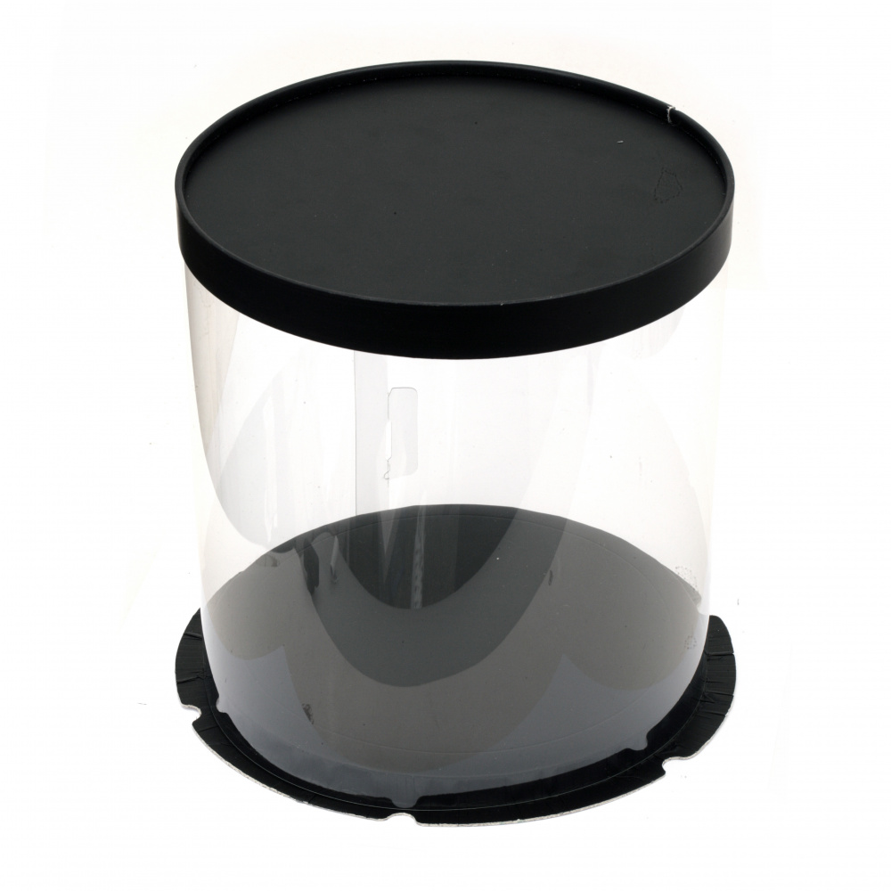 Кутия за подарък прозрачна 24x23x23 см кръгла цвят черен