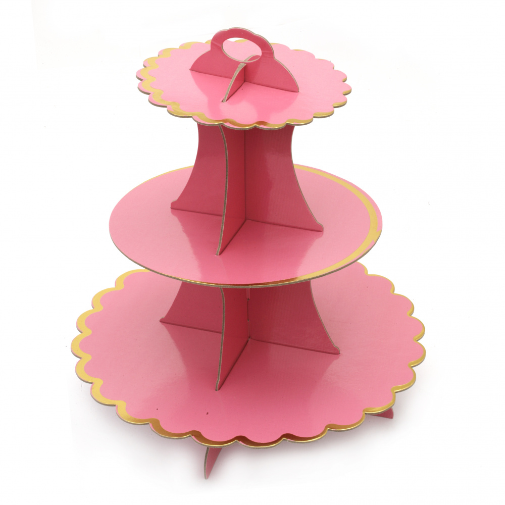 Cardboard Muffin Stand on Three Levels, 33x28.5 cm, Pink