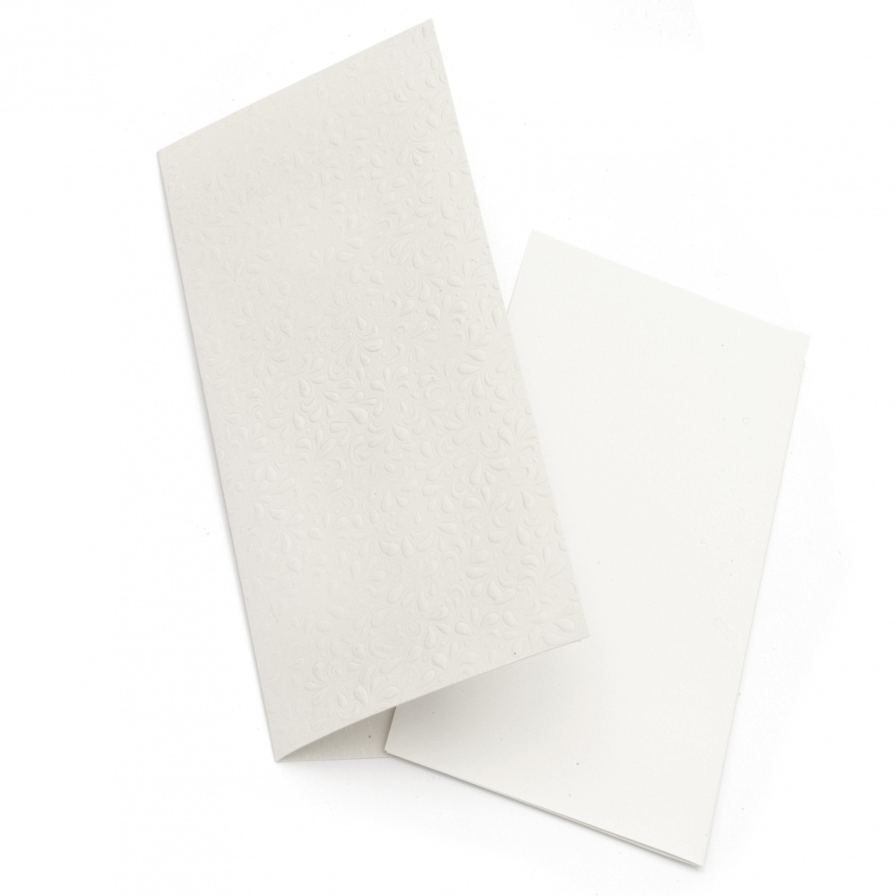 Card curved ribbon with pearl 220x105 mm white with envelope
