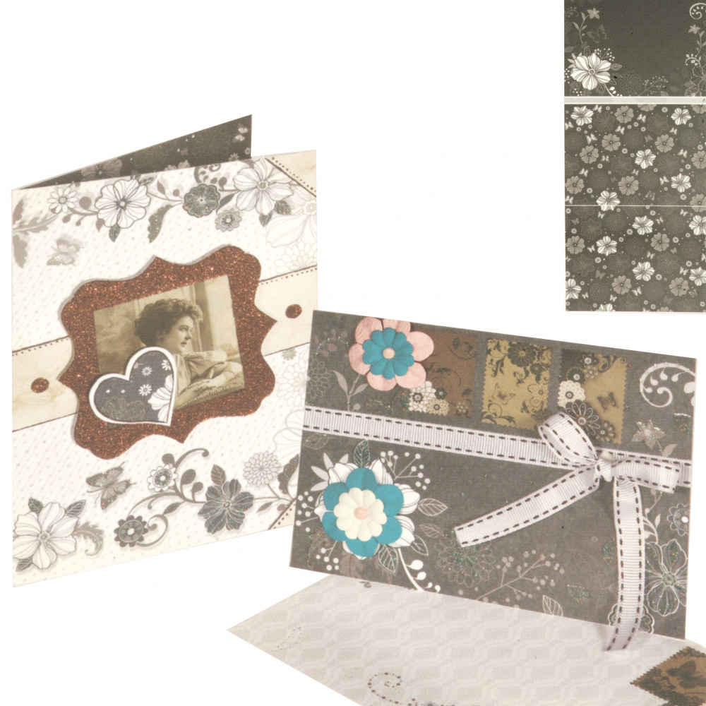 Designer Cards with Brocade FOLIA CLASSIC and Envelope - 8 sets
