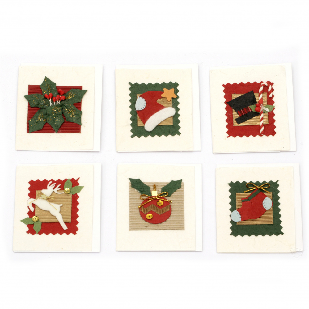 URSUS - Mini Christmas Cards made by Handmade Paper with Extra Sheet and Envelope -1 piece