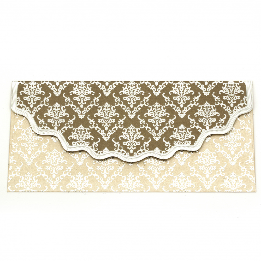 Luxury Envelope for Cash Gifts and Vouchers with Vintage Silver Pattern, 190x92 mm