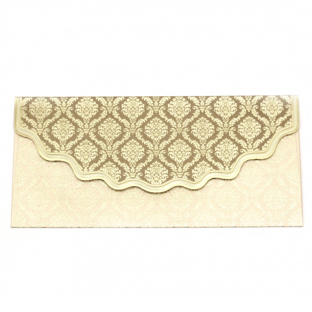 Luxury Envelope for Cash Gifts and Vouchers with Vintage Golden Pattern, 190x92 mm