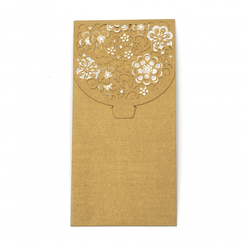 Luxury Envelope for Cash Gifts and Vouchers, 175x85 mm, Gold Pearl Paper