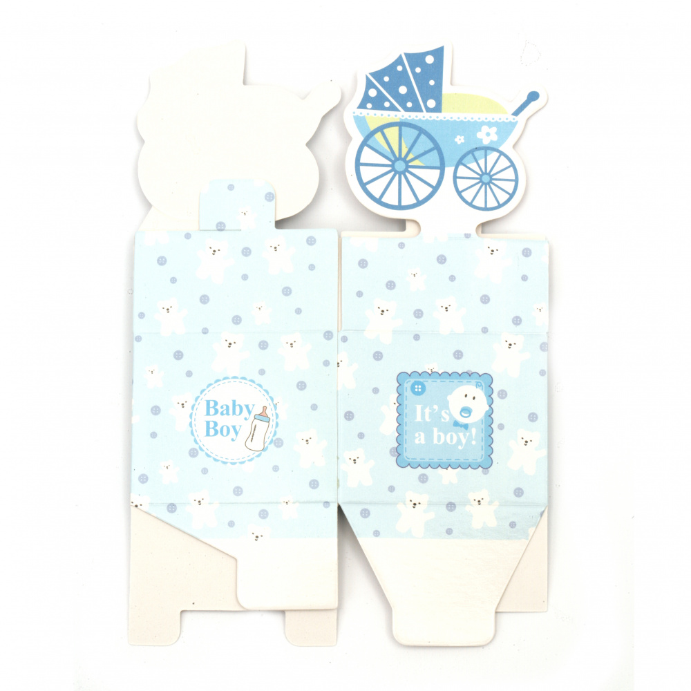 Folding Cardboard Gift Box for Baby-boy, 110x60x60 mm, Blue