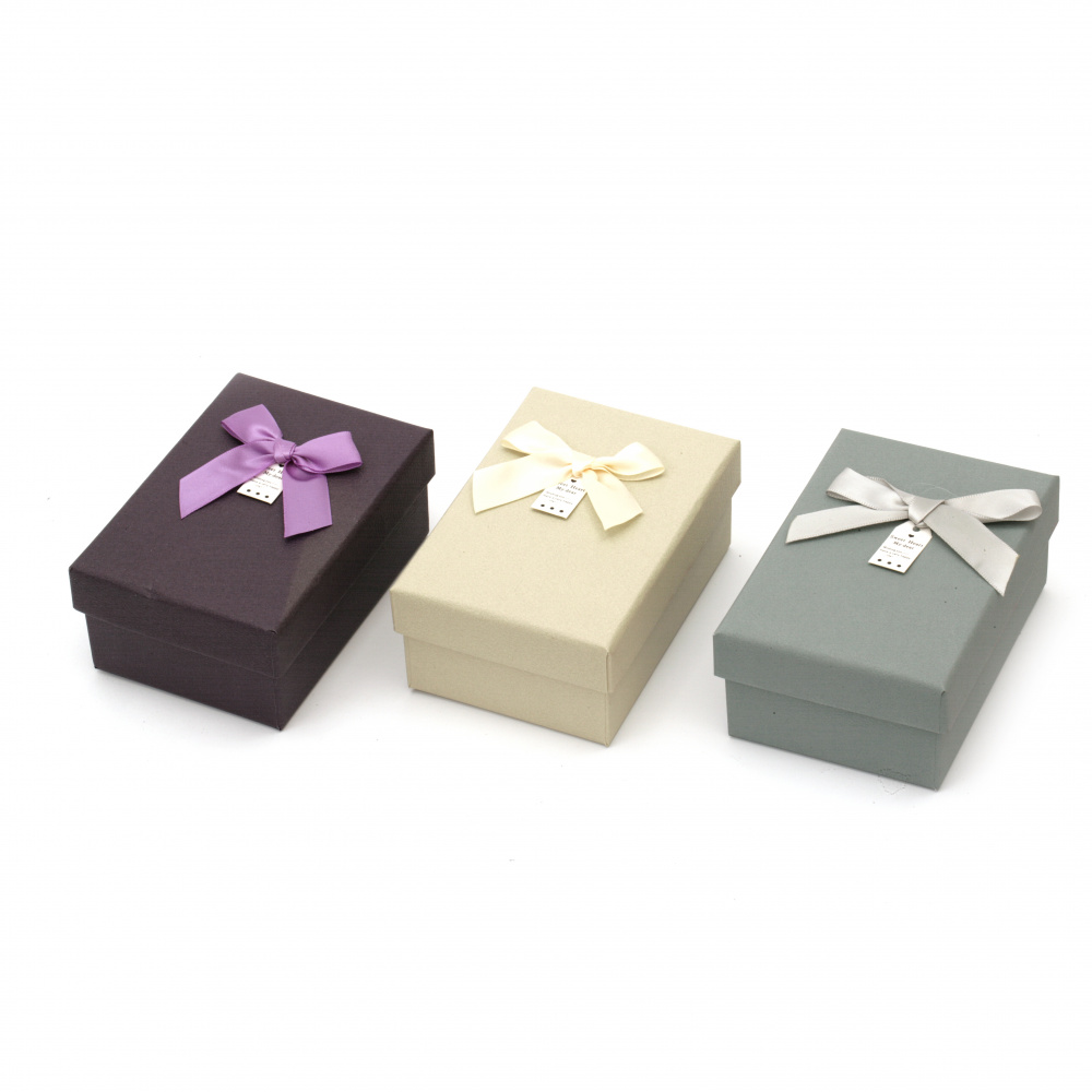 ASSORTED Gift Box with Satin Ribbon Bow / 130x90x55 mm 