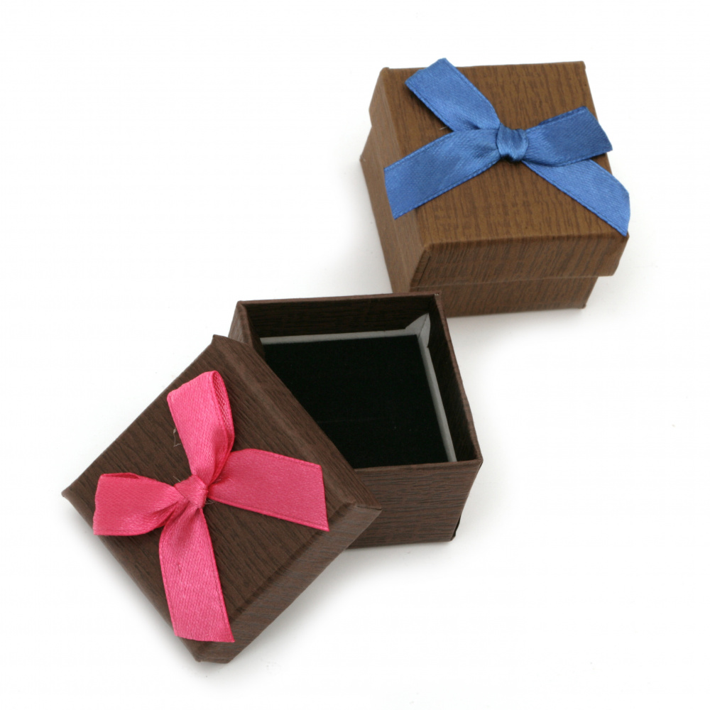 Cardboard Jewelry Box / Imitation Wood, 50x50 mm, ASSORTED