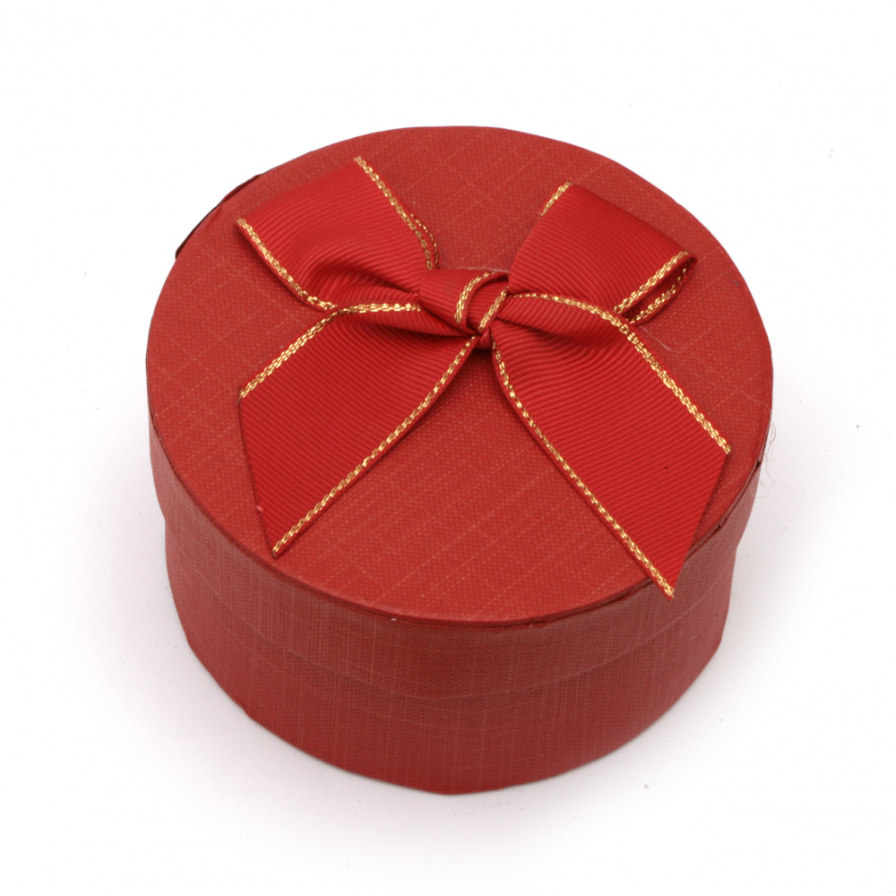 Luxury Round Jewelry Box with Ribbon, 100x52 mm, ASSORTED