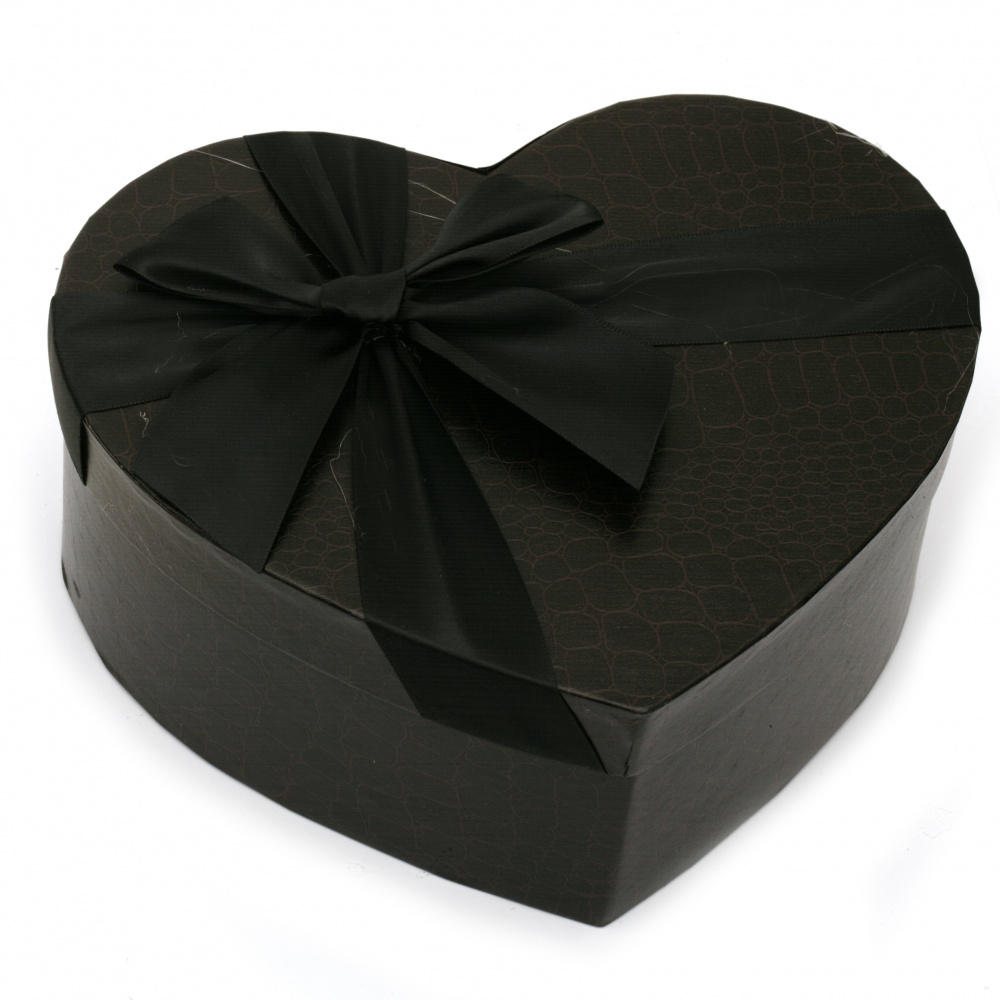 Кутия за подарък сърце 13.5x15.5x6.5 см черна
