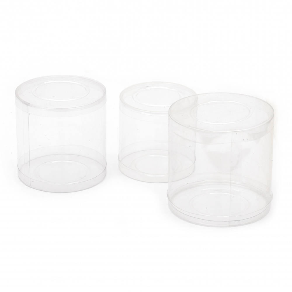Round Transparent PVC Box / Set of 3 pieces - 8x7.7 cm, 9x9 cm, 10x10 cm