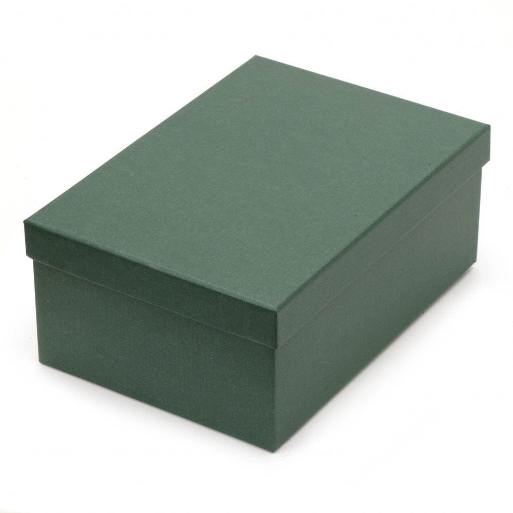 Кутия за подарък правоъгълна 18.5x12x7 см зелена тъмено