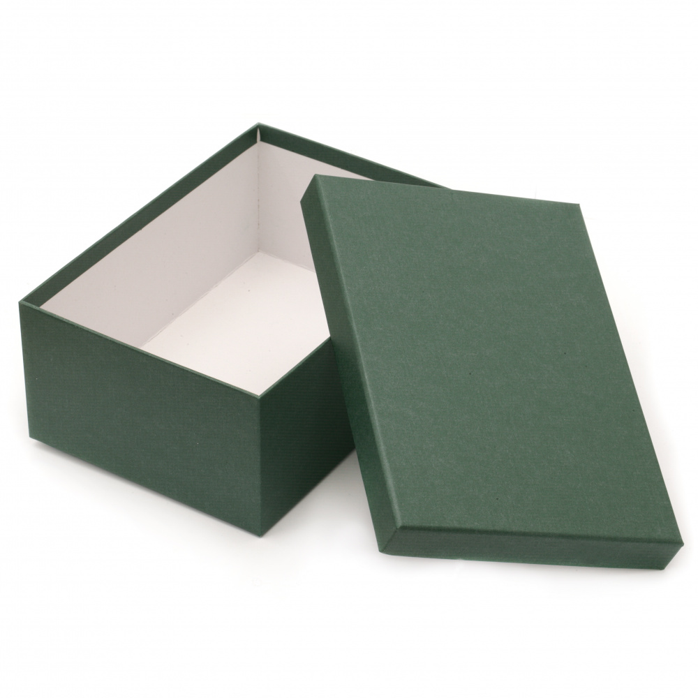 Кутия за подарък правоъгълна 18.5x12x7 см зелена тъмено