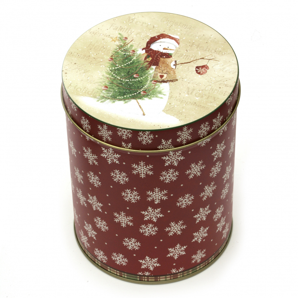 Luxury Cylindrical Metal Box with Christmas Motifs, 13.5x10.5 cm, ASSORTED