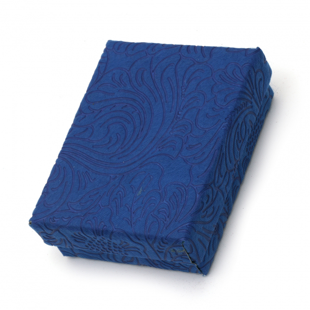 Rectangular Jewelry Box / Velvet Floral Ornaments, 70x90 mm, ASSORTED Colors
