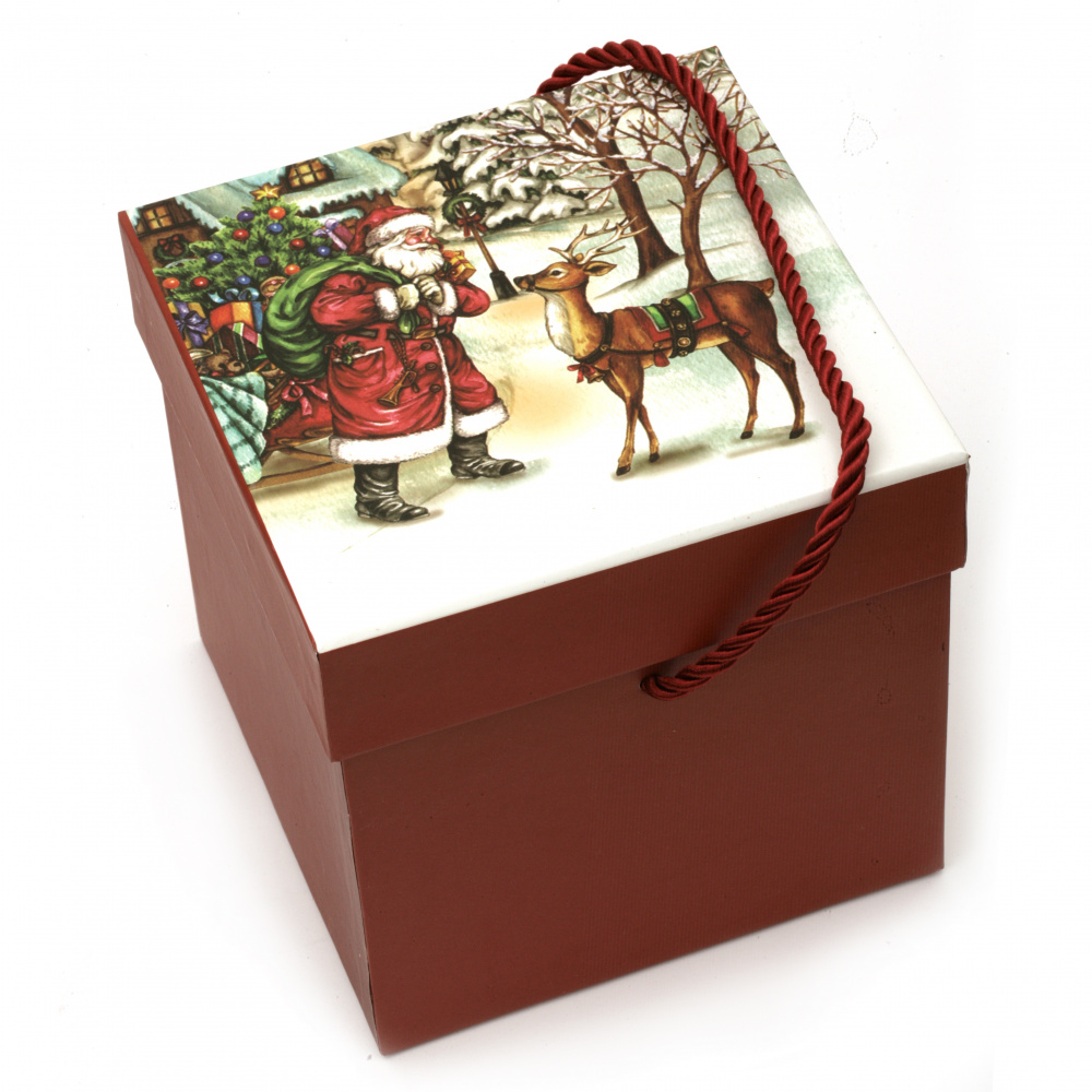 Кутия за подарък с коледни мотиви 15x15 см АСОРТЕ