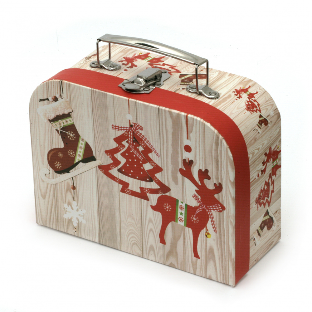 Gift box with Christmas motifs 180x250x90 mm suitcase type ASSORTED