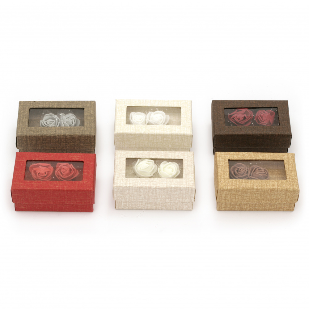 Jewelry Gift Box with Window and Roses, 50x80 mm, ASSORTED