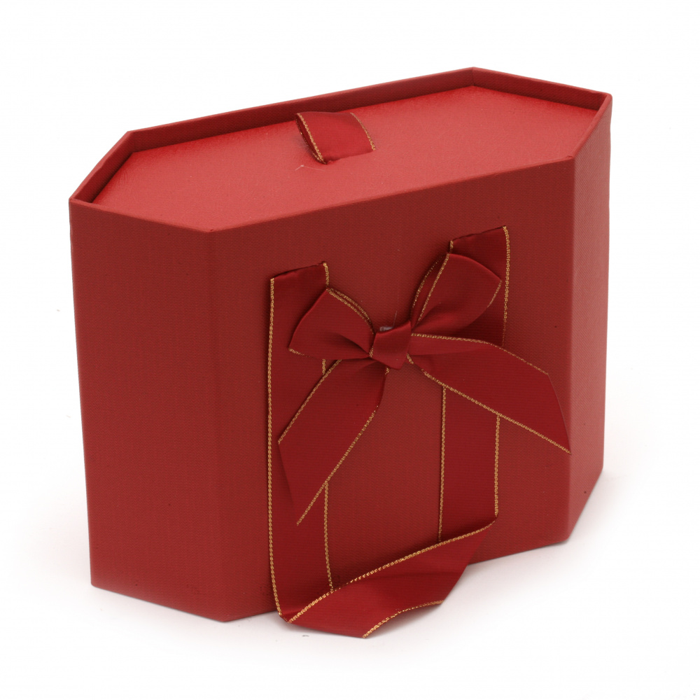Кутия за бижута 15x19.5x8 см тип чанта цвят червен