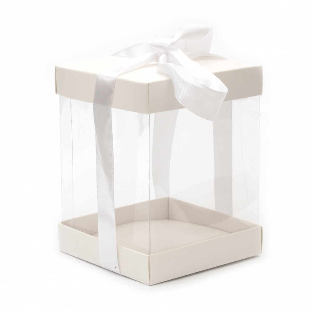 Κουτί δώρου PVC και χαρτόνι 130x100 mm λευκό
