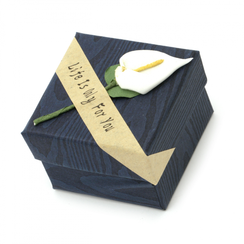 Κουτί δώρου για κοσμήματα 50x50 mm με διάφορα λουλούδια