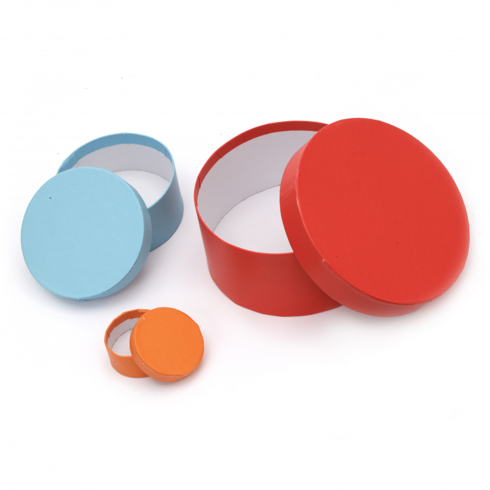 Set of Round Colored Cardboard Boxes FOLIA from 4 to 15 cm - 12 sizes
