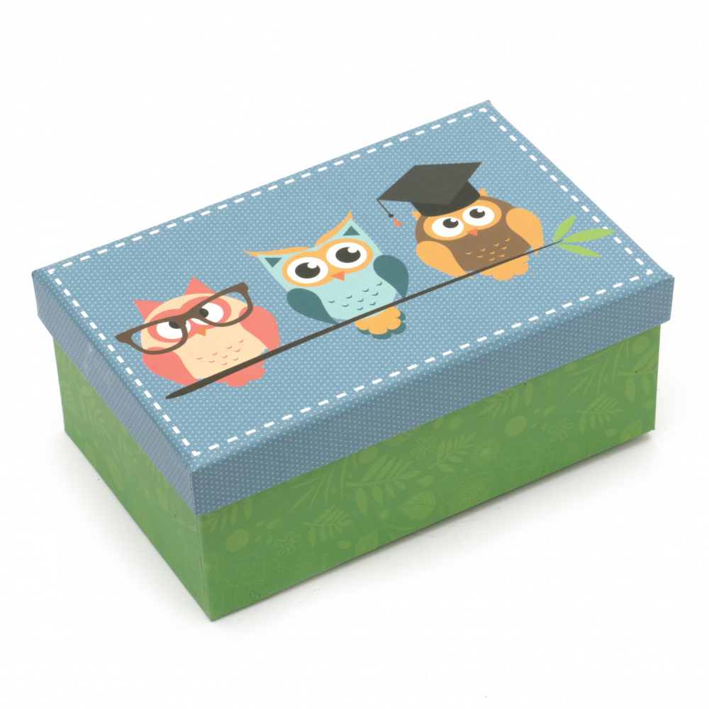 Rectangular Cardboard Gift Box FOLIA / Owls, 16.5x10.5x6.5 cm