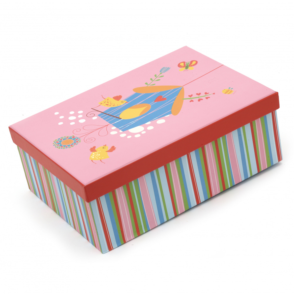 Rectangular Cardboard Gift Box FOLIA / Bird House, 22.5x16.5x8 cm