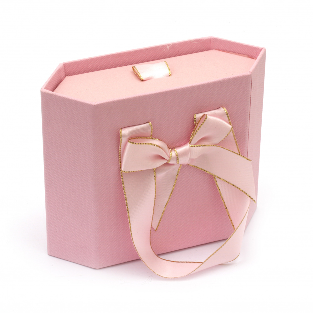 Кутия за бижута 15x19.5x8 см тип чанта цвят розов