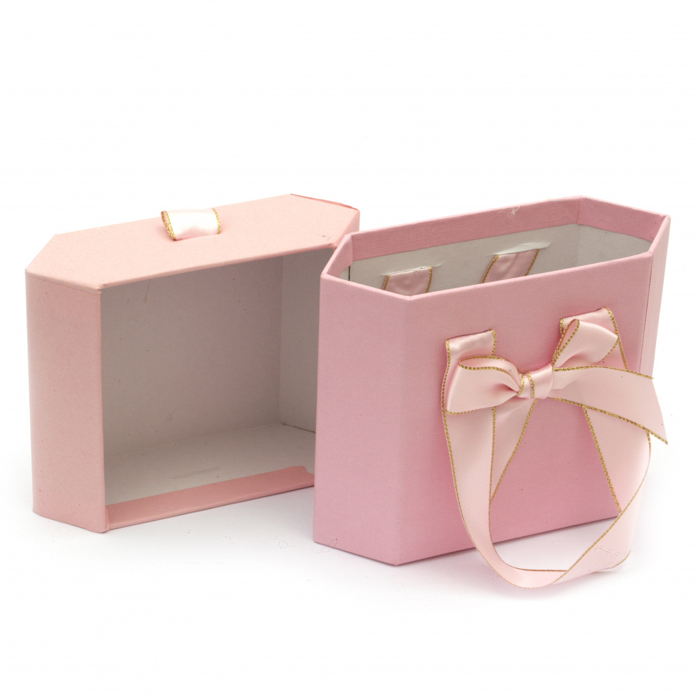 Кутия за бижута 15x19.5x8 см тип чанта цвят розов
