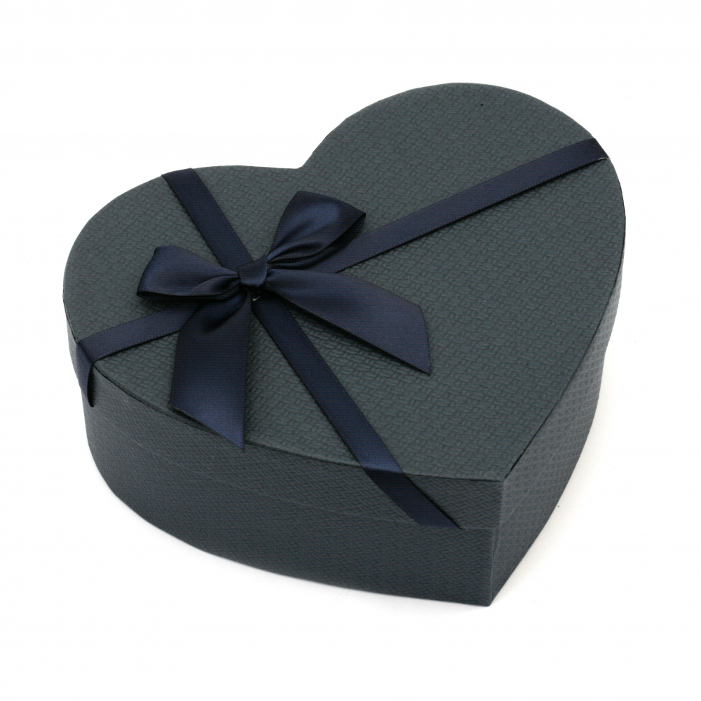 Кутия за подарък сърце 16x19x7 см тъмно синя