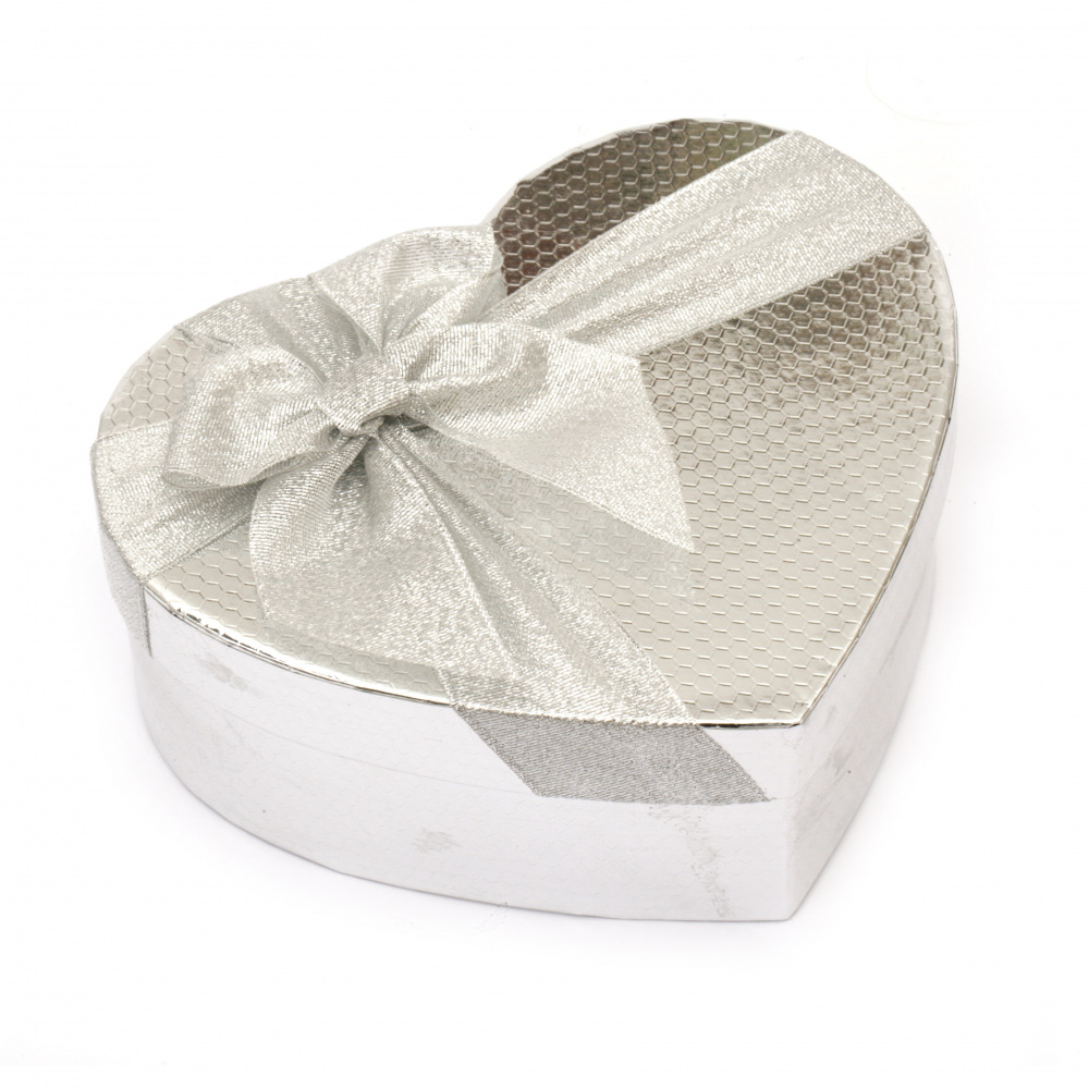 Кутия за подарък сърце 19x22x8.5 см сребро