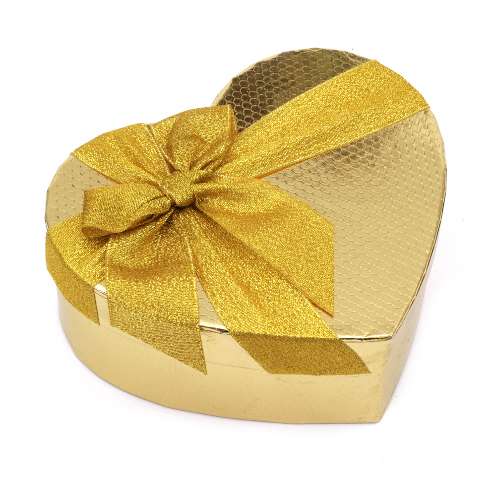 Кутия за подарък сърце 19x22x8.5 см злато