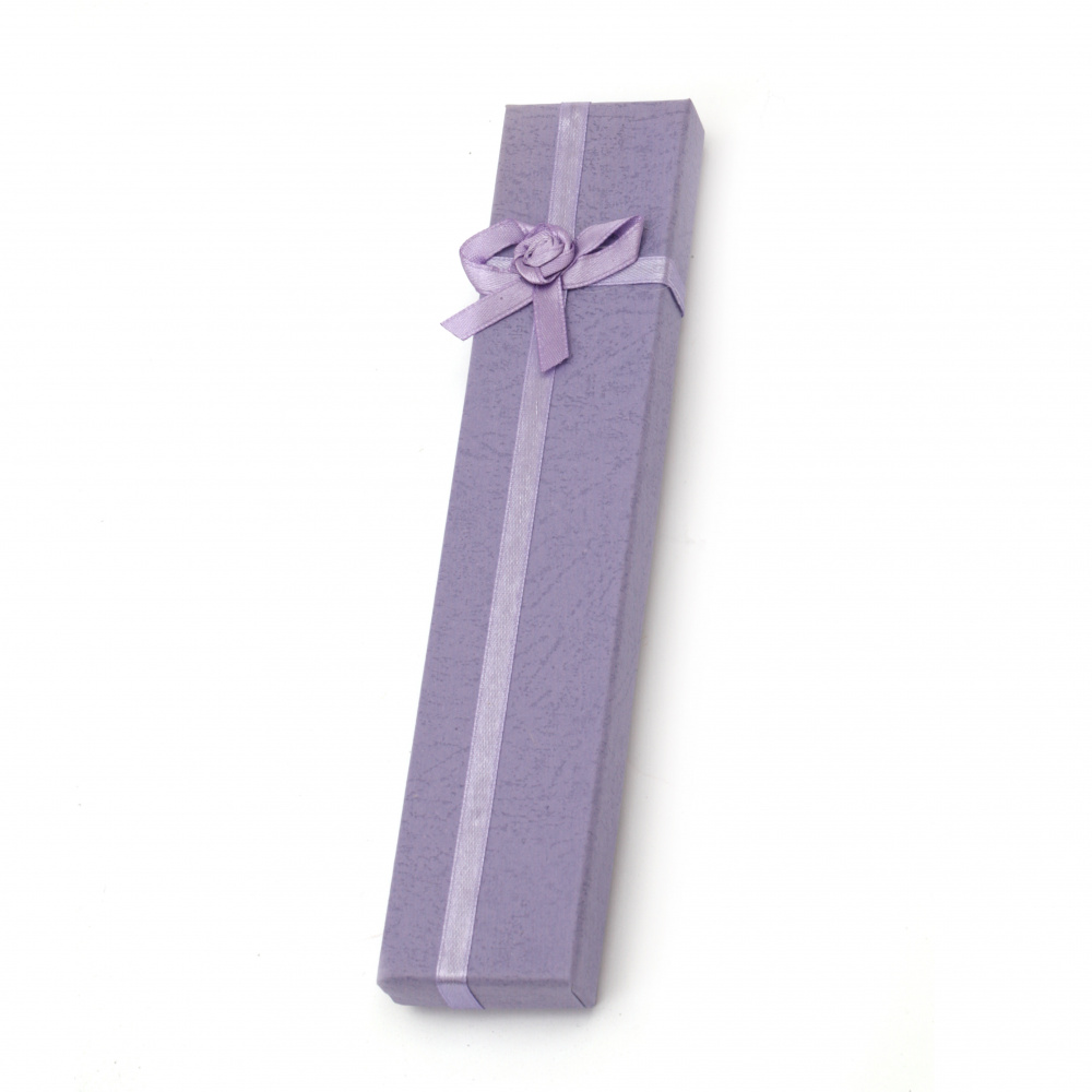 Cardboard Jewelry Gift Box with Ribbon / 40x210 mm / Purple