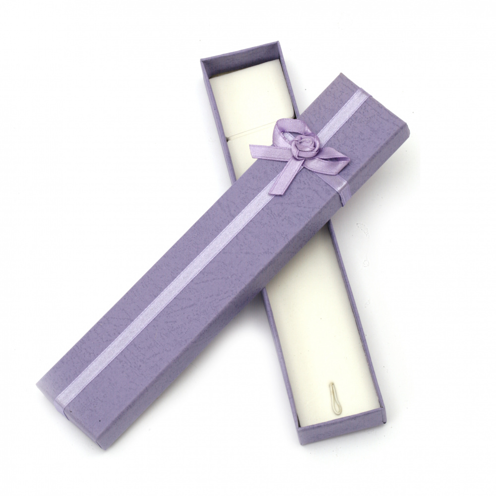 Cardboard Jewelry Gift Box with Ribbon / 40x210 mm / Purple