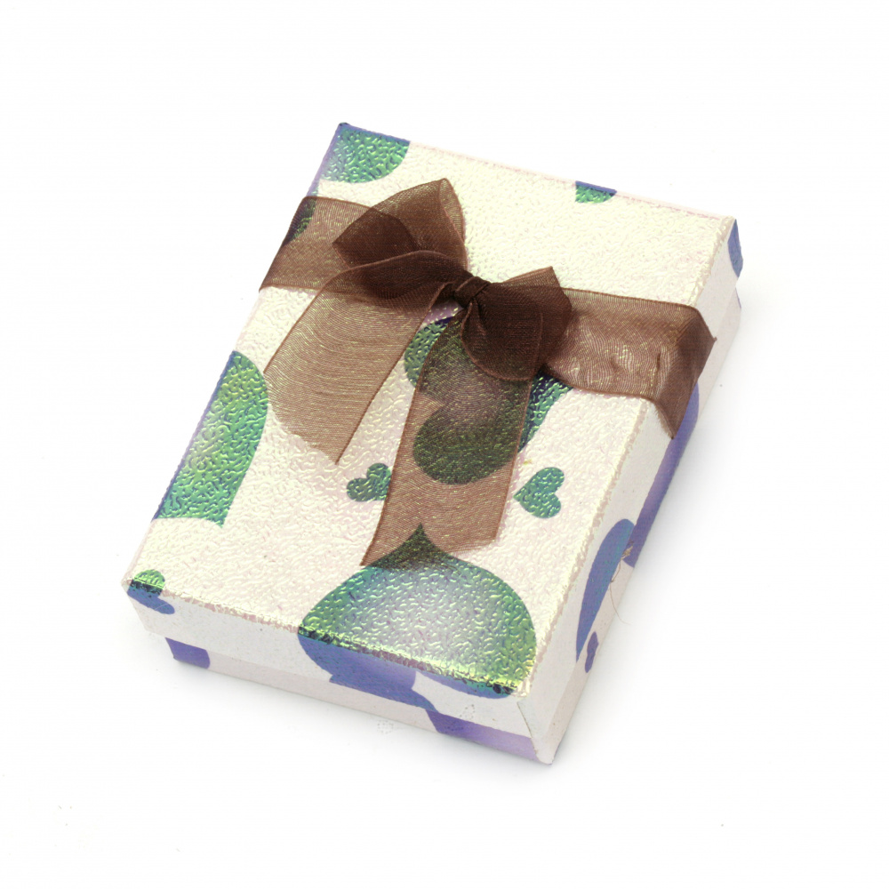 Cardboard Jewelry Gift Box / Hearts, 70x90 mm