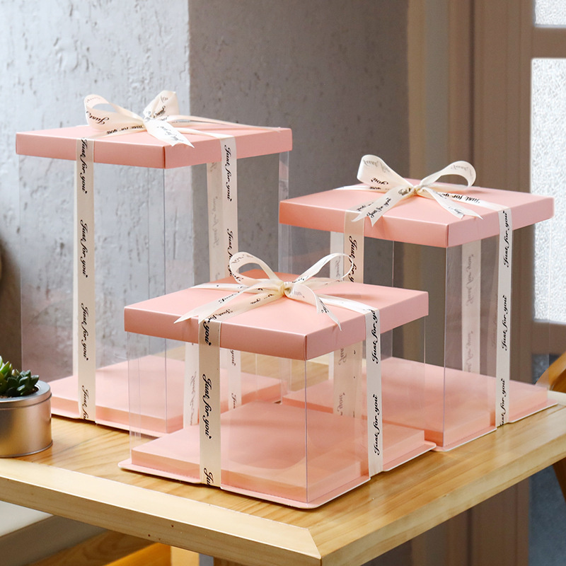 Folding Gift Box, PVC and Cardboard, Double Layer 30x30x25 cm Pink