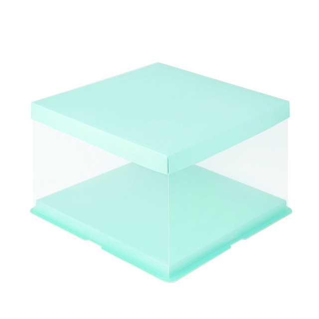 Кутия за подаръци PVC и картон двуслойна сгъваема 30x30x25 см цвят мента