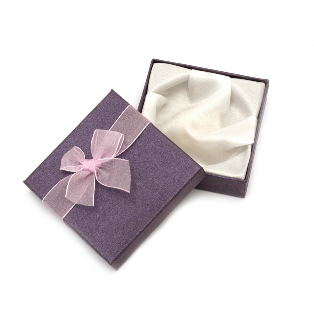 Simple Gift Box with Ribbon, 90x90x27 mm, ASSORTED Colors