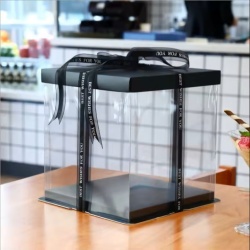 Кутия за подаръци PVC и картон двуслойна сгъваема 17x17x12 см черна