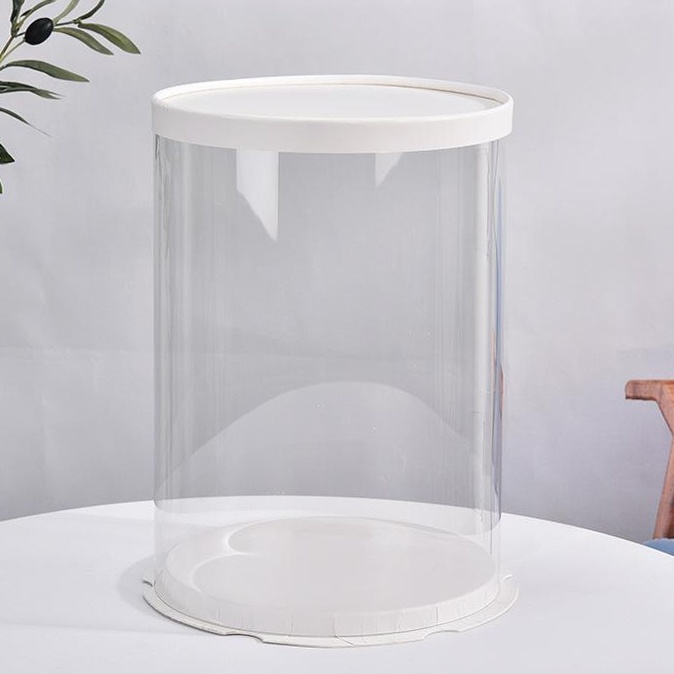 Кутия за подаръци PVC и картон двуслойна сгъваема18x18x16 см кръгла бяла