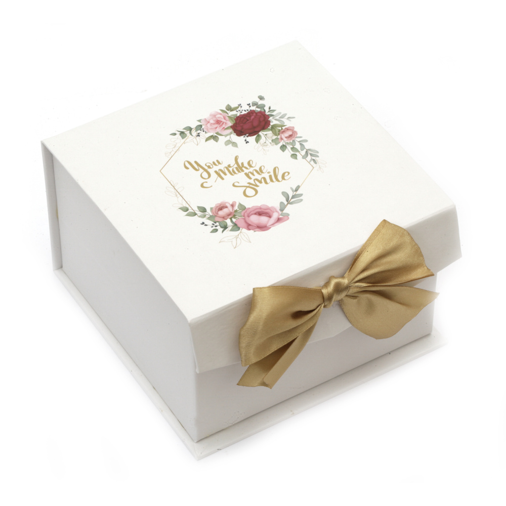 Stylish Gift Box with Ribbon and Magnetic Clasp / 20x20x12 cm /  ASSORTED