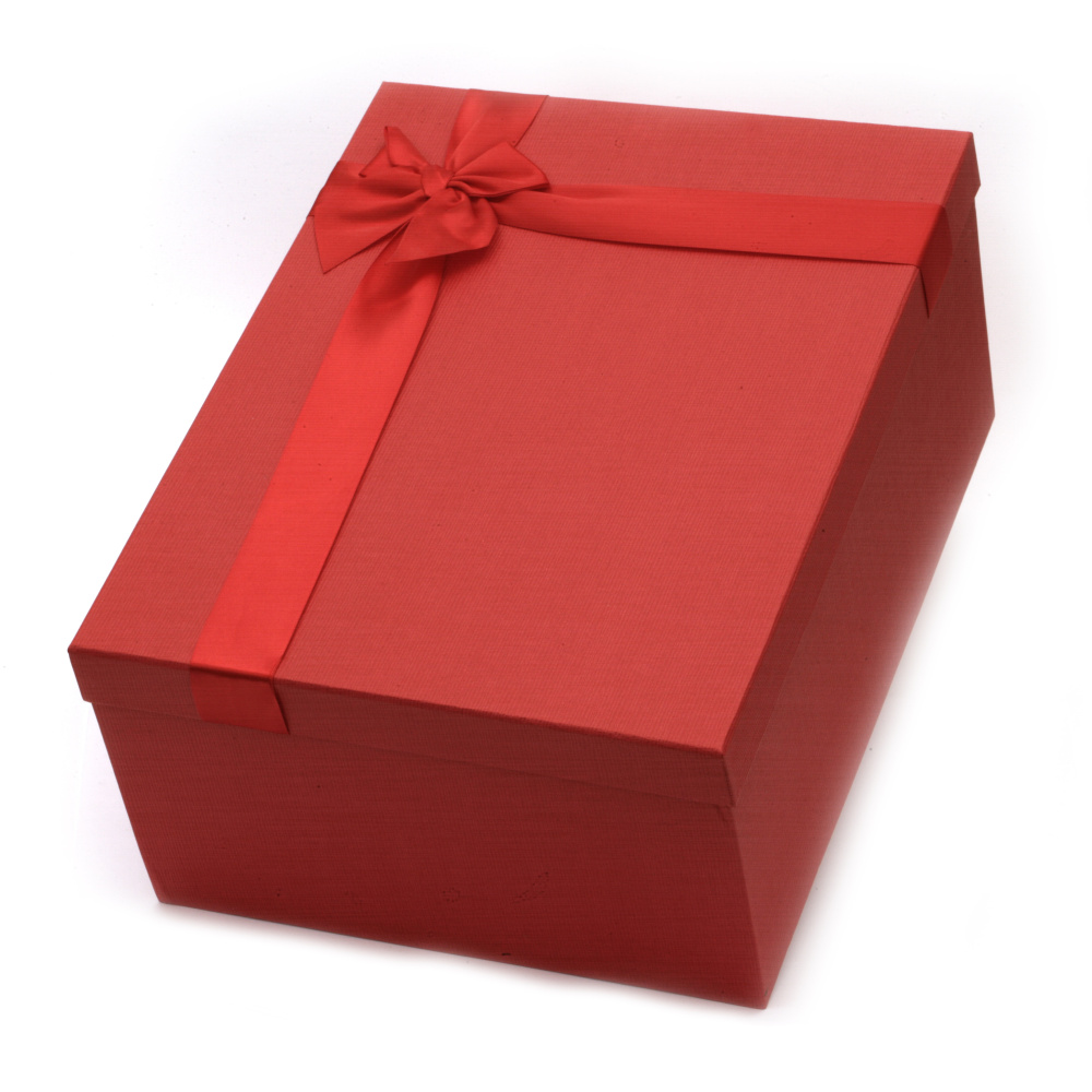 Minimalist Gift Box with Satin Ribbon / 33x25x14.5 cm / Red