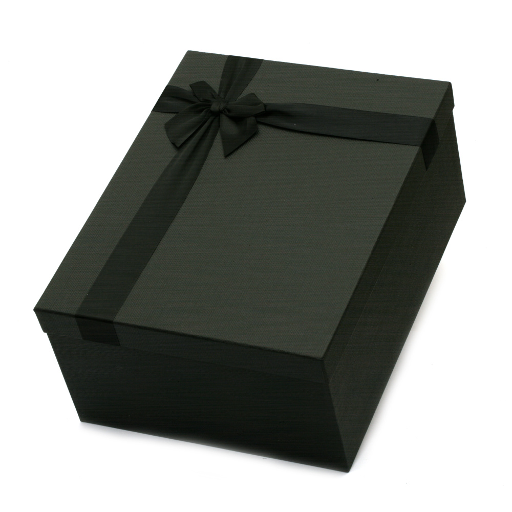 Minimalist Gift Box with Ribbon /  21x14x8.5 cm / Black