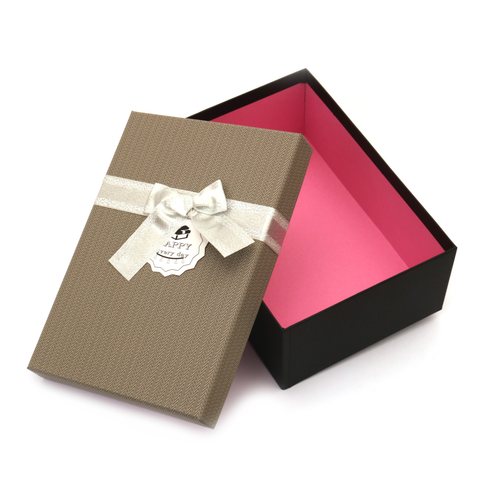 Кутия за подарък с панделка 19x12x6.5 см цвят сив АСОРТЕ