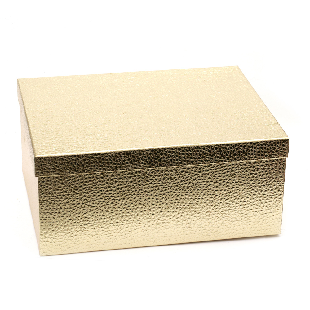 Cardboard Imitation Leather Gift Box / 19x12x7.5 cm / Gold