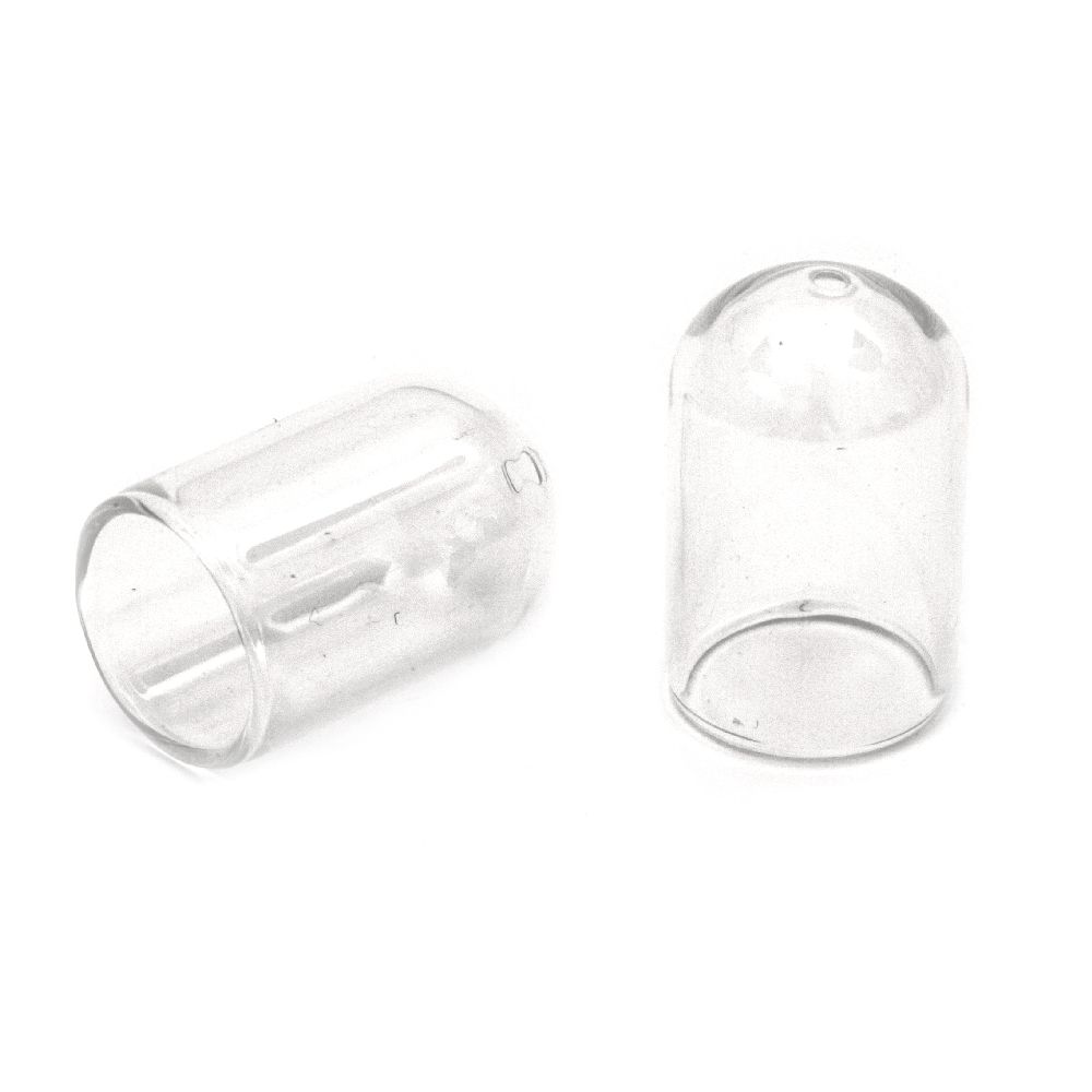 Glass jar 32x20 mm hole 17 mm and 2 mm without plug
